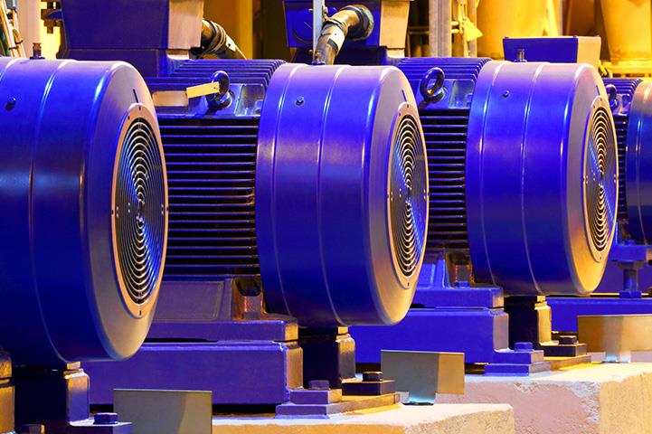 blue factory motor machine equipment